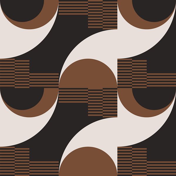 Abstraction géométrique rétro. Art moderne en marron, blanc, noir no. 7 par Dina Dankers