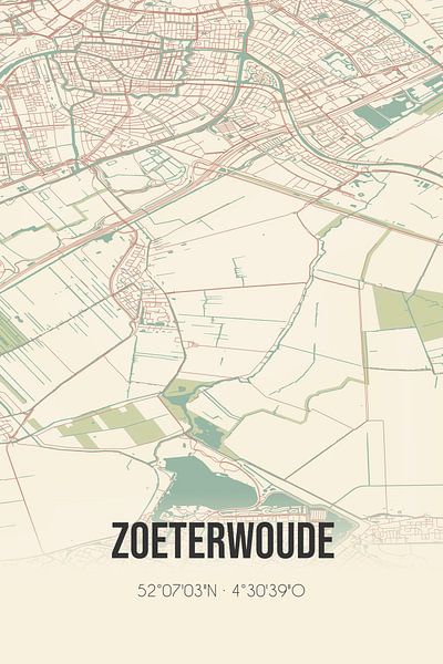 Vieille carte de Zoeterwoude (Hollande méridionale) par Affiches de lieux