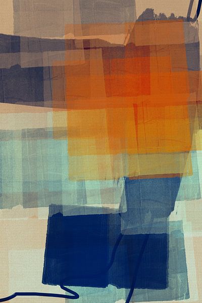 Abstrait moderne en orange et bleu profond par Dina Dankers
