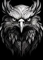 Majestätischer Falke in Schwarz und Weiß 03