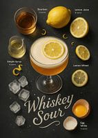 Whiskey Sour Poster - Bourbon-Zitrus-Sahne-Cocktail