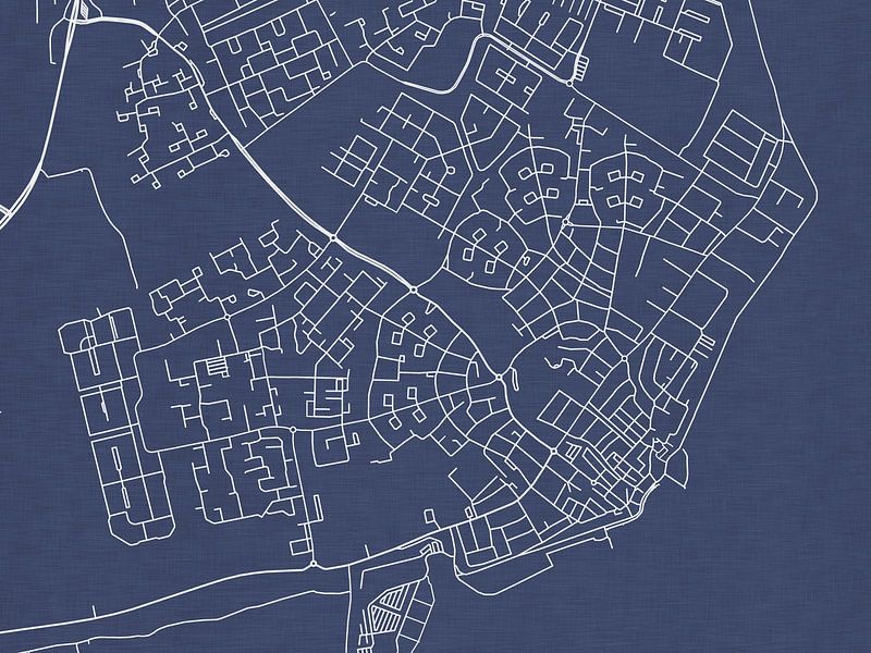 Map of Volendam in Royal Blue by De Kaartenwinkel