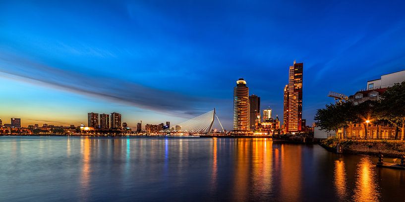 Blaue Stunde auf der Skyline von Rotterdam von Roy Poots