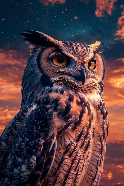 Hibou majestueux au coucher du soleil par Imperial Art House