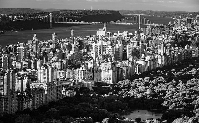 Central Park et le fleuve Hudson en noir et blanc par Henk Meijer Photography
