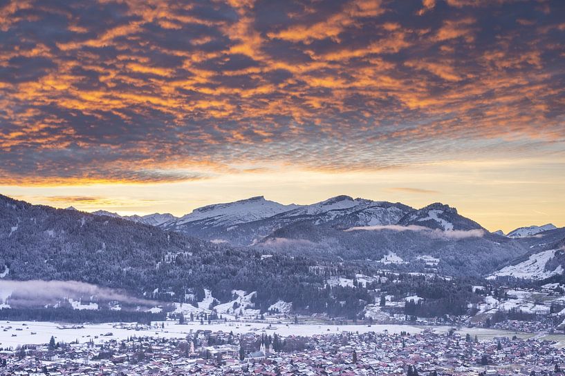 Sunset over Oberstdorf in winter by Walter G. Allgöwer