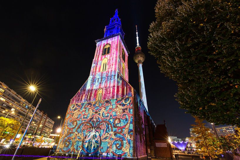 Berlin Alexanderplatz - Marienkirche and television tower in a special light by Frank Herrmann
