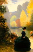 Een scène bij een meer in het oude Engeland