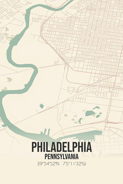 Alte Karte von Philadelphia (Pennsylvania), USA. von Ortsdrucke