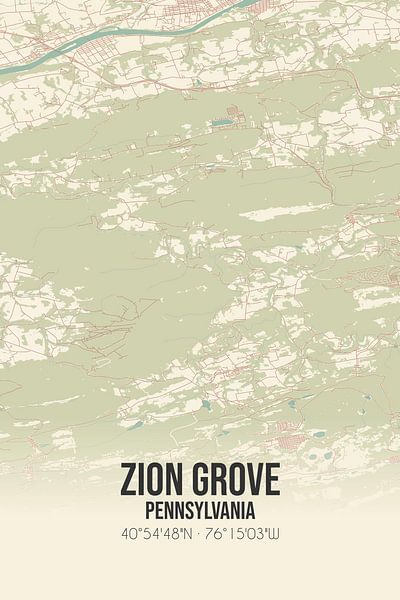 Carte ancienne de Zion Grove (Pennsylvanie), USA. par Affiches de lieux