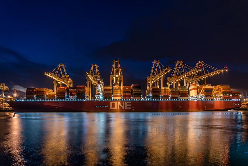 It's a big ONE! The ONE Stork is a gigantic container ship of Ocean Network Express (ONE). by Jaap van den Berg