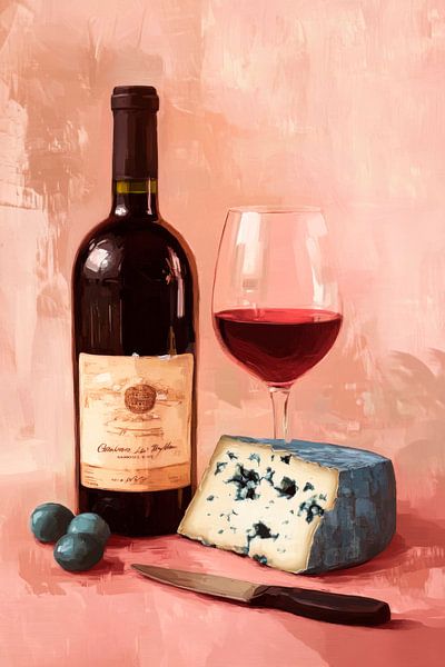 Moment de plaisir vin et fromage par Poster Art Shop