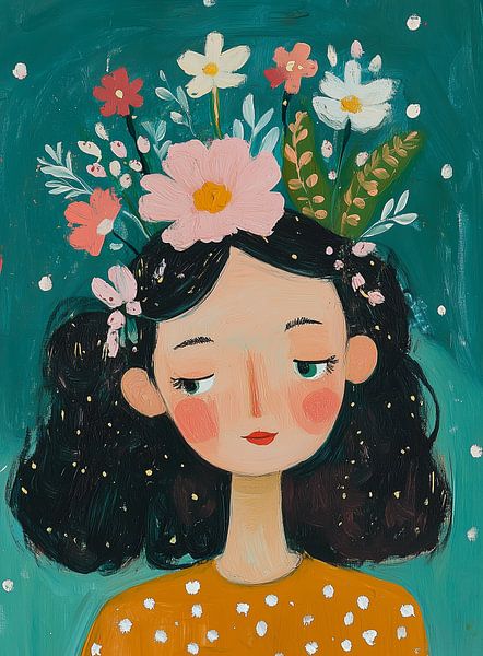 Frau mit Blumenkrone von Liv ter Riet