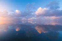 Reflections sunset Wadden Sea Moddergat