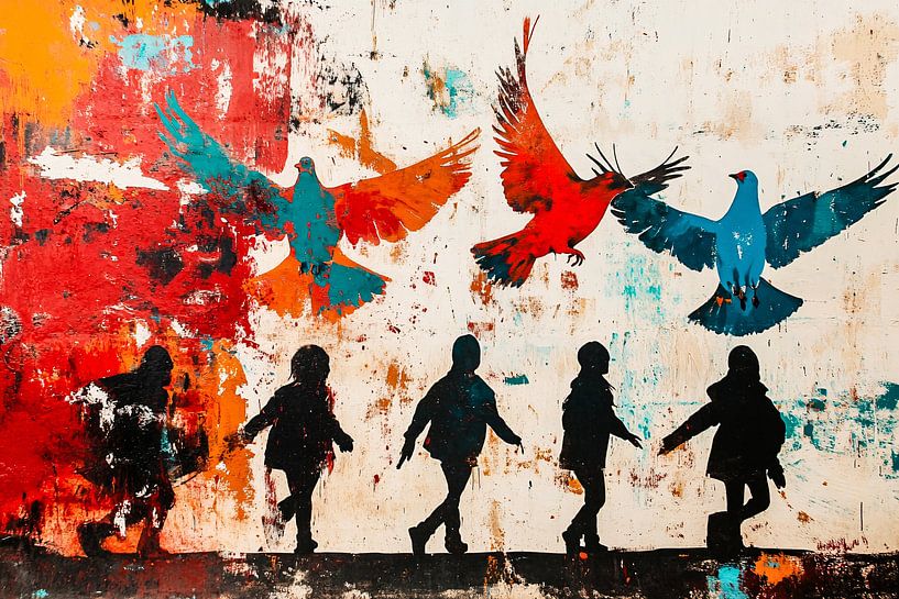 Children and birds on the move by Imperial Art House