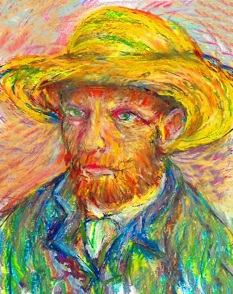Vincent van Gogh, portrait au pastel à l'huile et à la craie, peint à la main par Ineke de Rijk