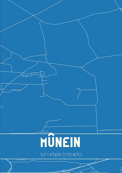 Blueprint | Carte | Mûnein (Fryslan) par Affiches de lieux