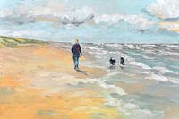 Strand Wanderer mit Hunden