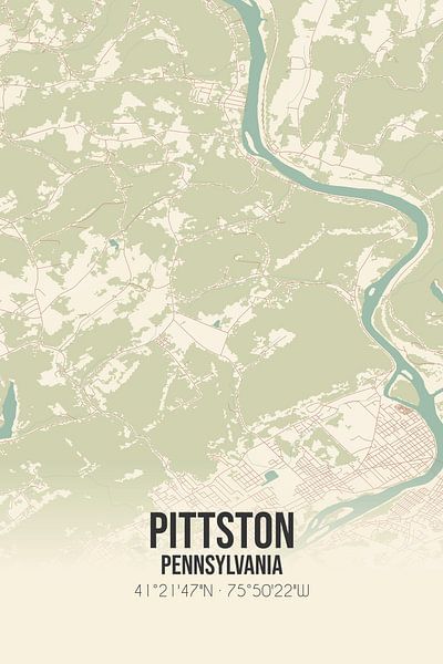 Carte ancienne de Pittston (Pennsylvanie), USA. par Affiches de lieux