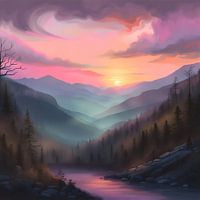Pastel Sunset Over Smokey Mountains