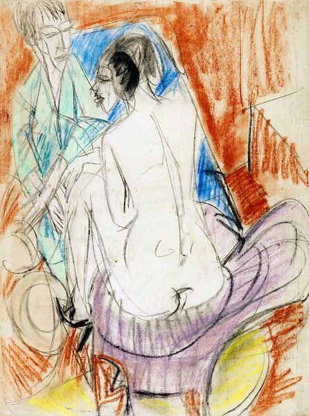 Selbstporträt mit Gerda (Mann und Sitzende im Atelier), ERNST LUDWIG KIRCHNER, 1915 von Atelier Liesjes