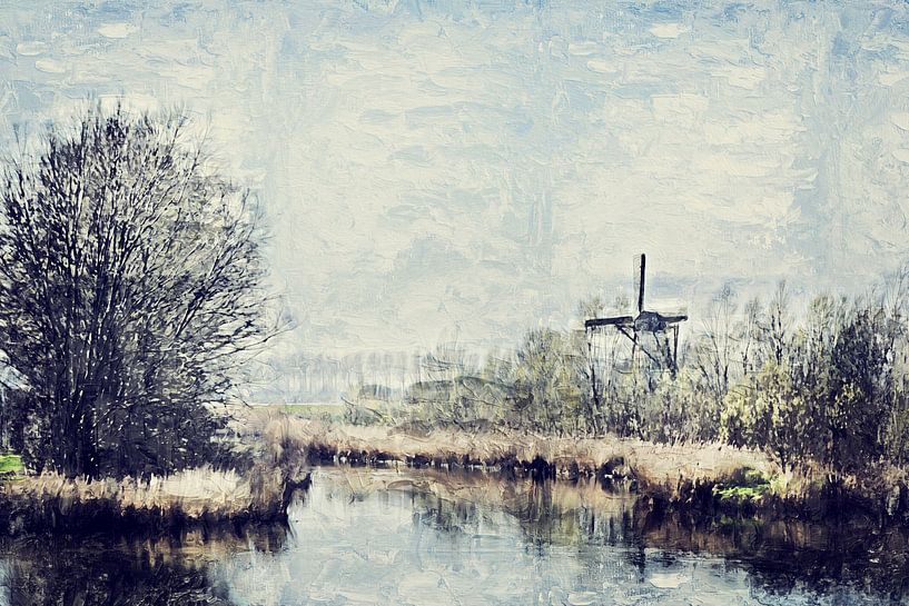 Zeeland Landschaft auf der Insel Tholen einschließlich Windmühle De Jager von Art by Jeronimo