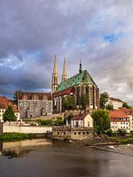 View over the Neisse River to St. Peter's Church in Görlitz