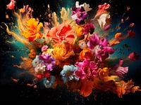 explosive bouquet of beautiful flowers