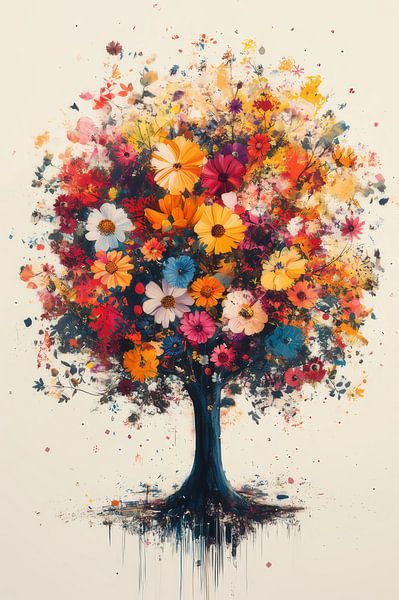 Baum der Farbe Abstrakte Blütenexplosion von Eva Lee