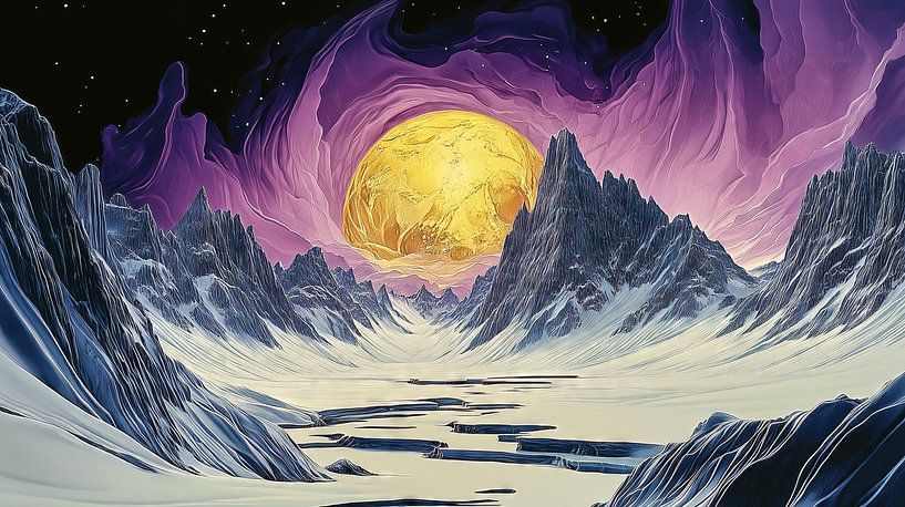 Snow-capped mountains on an alien planet by Frank Heinz
