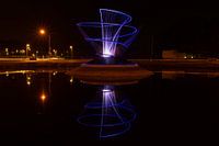 Verlichte fontein in Veendam