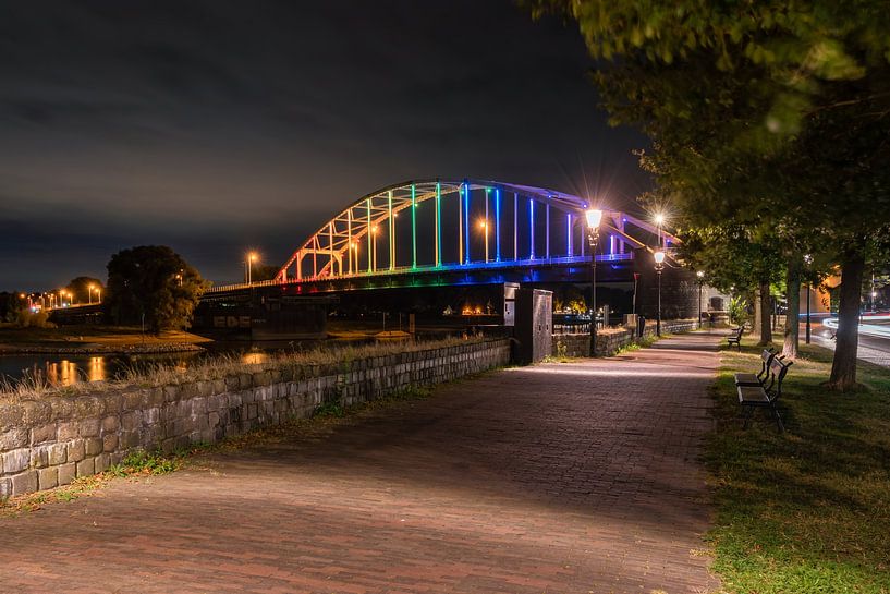 Wilhelmina bridge in rainbow colours in Deventer by Maurice Meerten