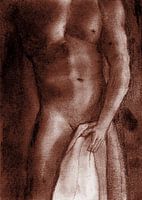 Naked man with towel espresso dark brown