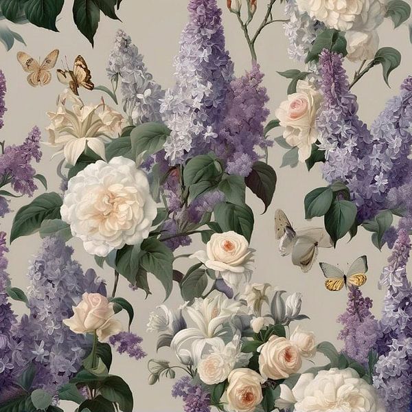 Floral wallpaper in the style of John Sargent Saturdays by Dillon Hardwood Gallery