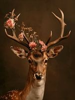 Élégance d'un cerf décoré de fleurs variante 1