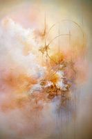 Abstraktes Gemälde in Pfirsich und Gold – verträumtes, organisches Kunstwerk