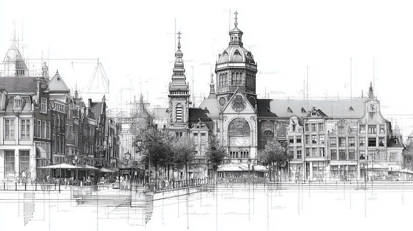 Leiden Panorama - Classic city skyline by MArt