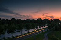 Zonsondergang van Starkenborghkanaal te Groningen