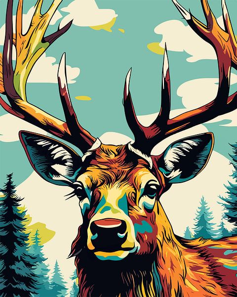 Elch - König der Wälder im Pop-Art-Stil 2 von SOTA ArtSign