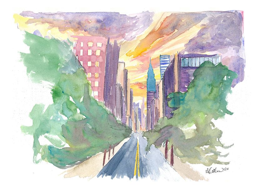 New York City Lexington Avenue Vue de la ligne d'horizon par Markus Bleichner