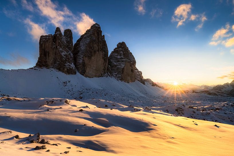 Sonnenuntergang an den Drei Zinnen von Daniela Beyer