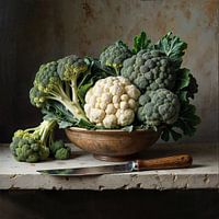 Stilleben mit Blumenkohl und Brokkoli