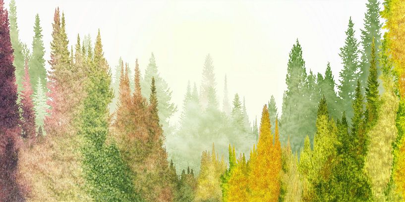 Aquarell Herbstwald von Kirtah Designs