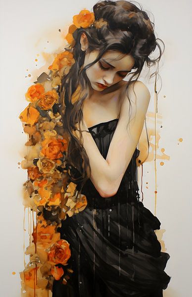 La rêveuse dans une mer de roses par Rosa Piazza