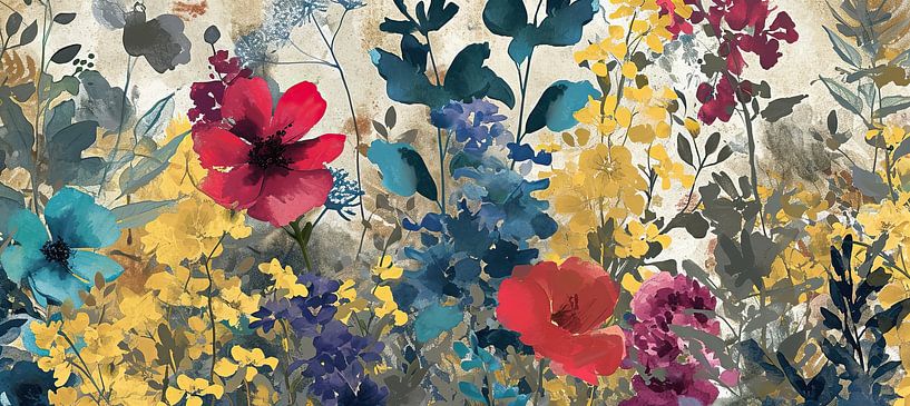 Lebendige Flora | Blumenmalerei von Wunderbare Kunst