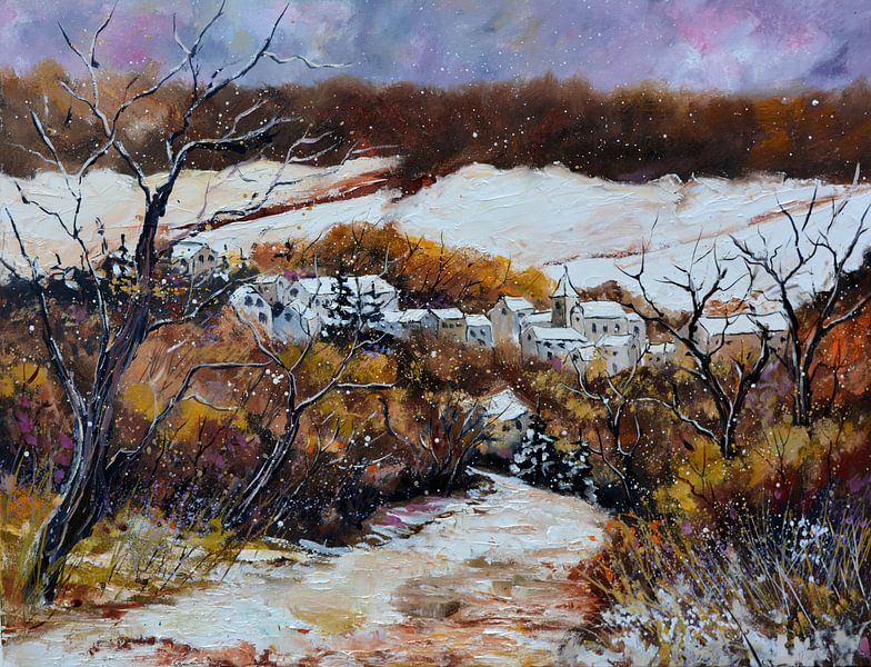 Snowy village by pol ledent