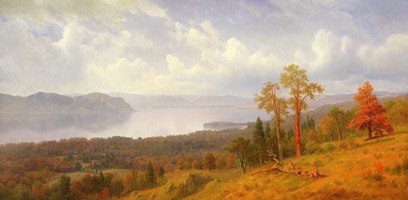 Albert Bierstadt,Blick auf den Hudson mit Blick über das Tappensee von finemasterpiece