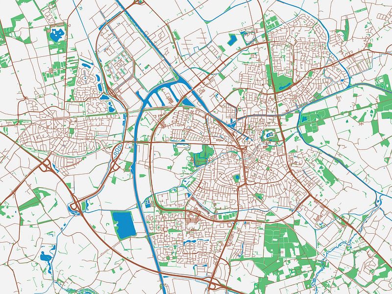 Karte von Almelo im Stil von Urban Ivory von De Kaartenwinkel