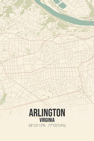 Alte Karte von Arlington (Virginia), USA. von Ortsdrucke