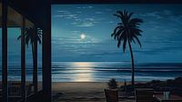 Strand bei Nacht im Stil von Edward Hopper